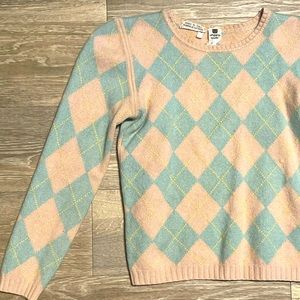 Vintage Emanuel Ungaro paraelle argyle sweater pink blue green clueless sweater